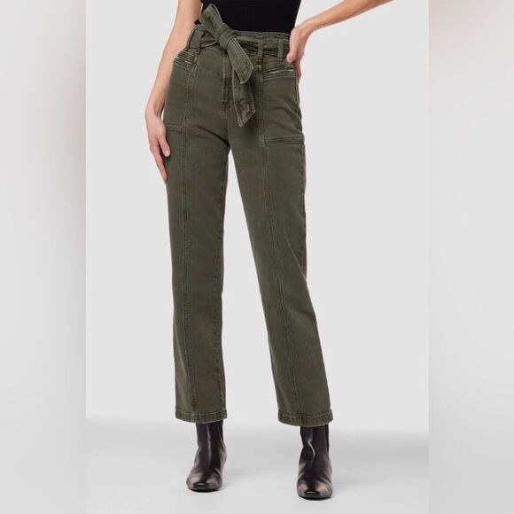Anthropologie Hudson Utility Straight Ankle Jean with belt Rifle Green 26 NWT - Picture 2 of 16